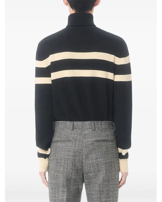 Valentino Garavani Black Vlogo High-Neck Embroidered Sweater for men