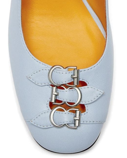 LILI CURIA White Babette Buckle Pumps