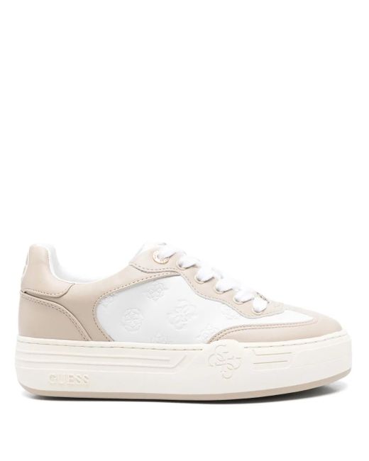 Guess White Logo-Debossed Sneakers