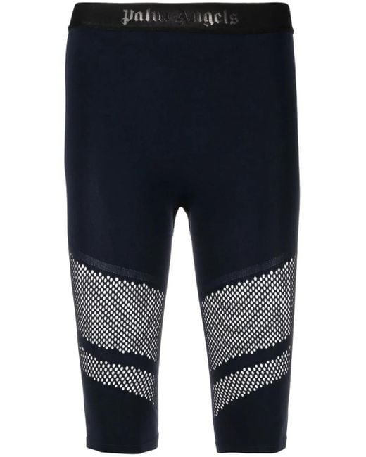 Palm Angels Blue Slim-Fit Mesh-Detail Shorts