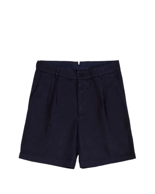 Fortela Blue Pleated Bermuda Shorts for men