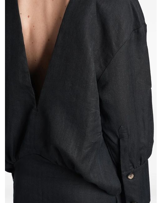 BATAKOVIC Belgrade Black V-Neck Open-Back Dress