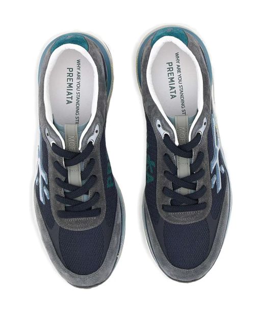 Premiata Blue Logo Heel Trainers for men