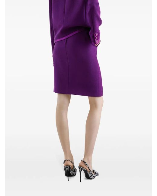 Dolce & Gabbana Purple Satin-Waistband Midi Skirt
