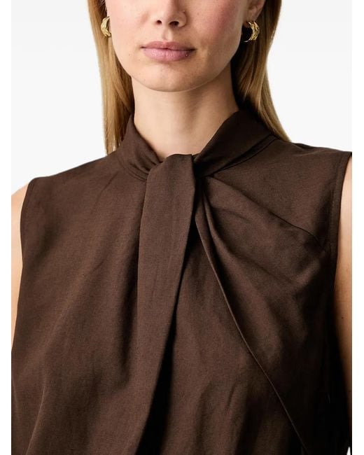 ViCOLO Brown Tie-Neck Wide-Leg Jumpsuit