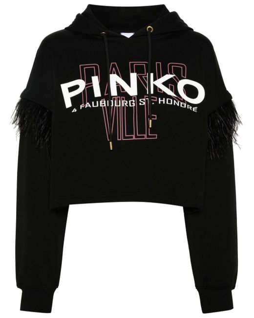 Pinko Black Hoodie mit Logo-Print