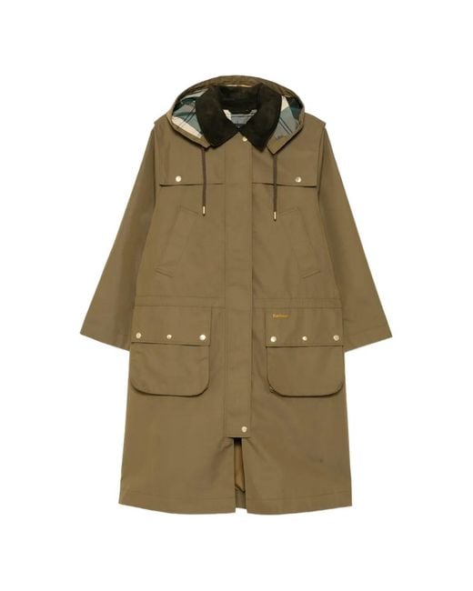 Barbour Green Bilsdale Detachable-Hood Cotton-Blend Coat