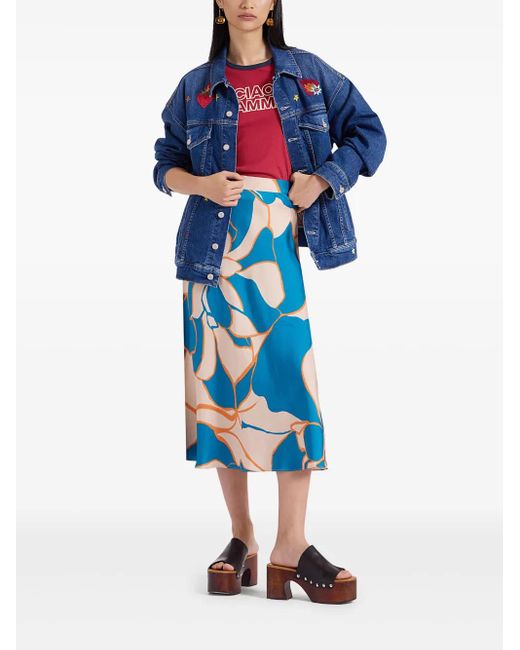 La DoubleJ X Mother Lungomare Midi Skirt in Blue | Lyst