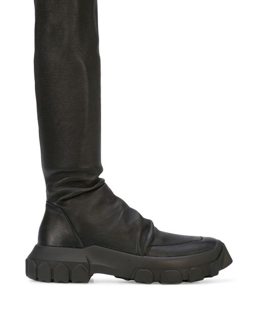 Rick Owens Black Tractor Sock Boots for men