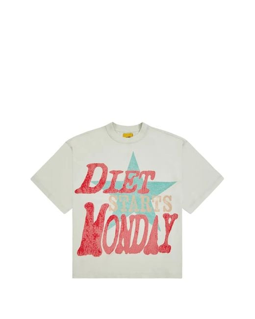 DIET STARTS MONDAY White Jumbo Star T-Shirt for men