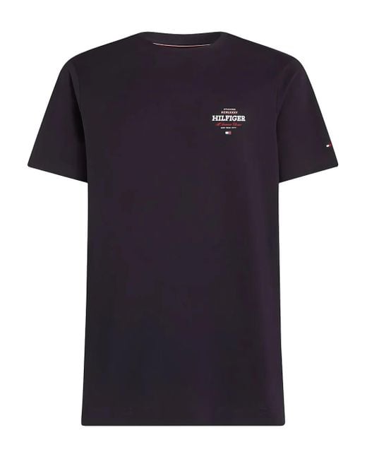 Tommy Hilfiger Black Logo-Embroidered Crew-Neck T-Shirt for men