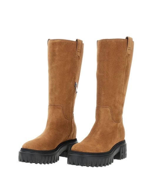 Hogan Brown Platform Zip-Fastening Knee-High Boots