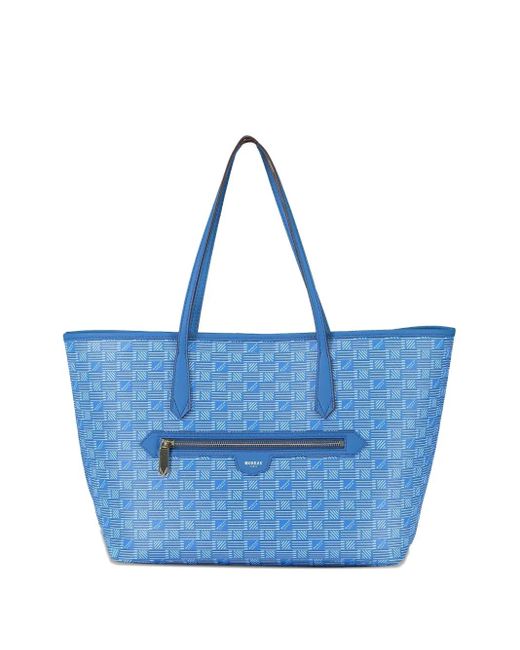 Moreau Blue Medium Monaco Monogram Tote Bag