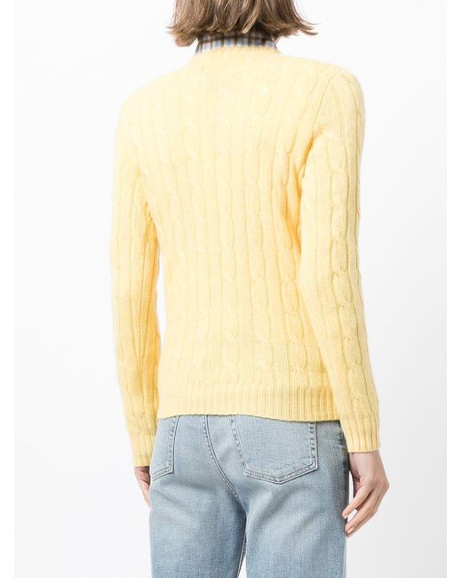 Polo Ralph Lauren Cable Knit Cashmere Jumper in Yellow | Lyst Canada