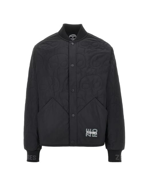 Pleasures Blue Thomas Quilted Skull-Pattern Jacket for men