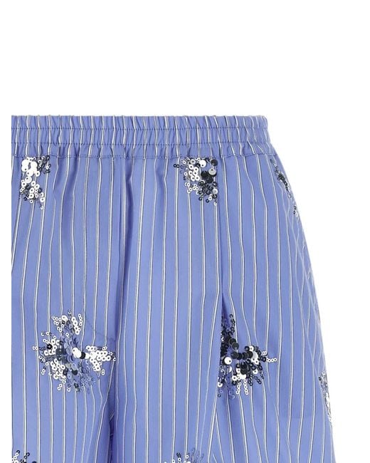 Le twins Blue Midday Sequin-Embellished Striped Shorts