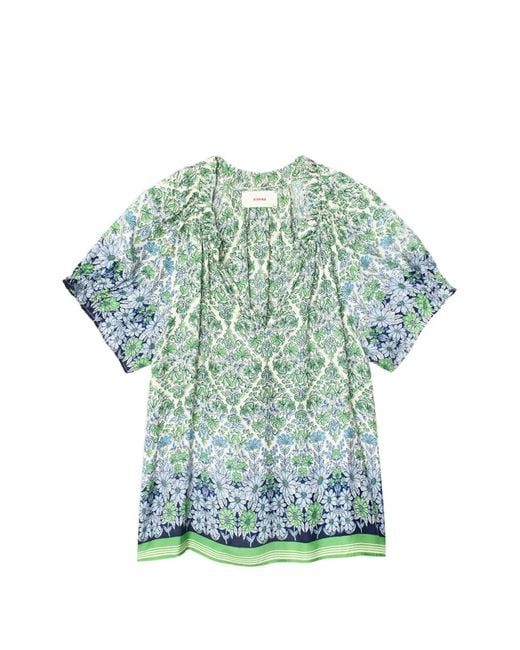 Xirena Blue Aivy Floral-Print Blouse