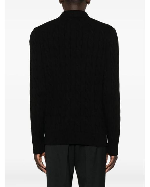 GIUUNO Black Cable-Knit Jumper for men