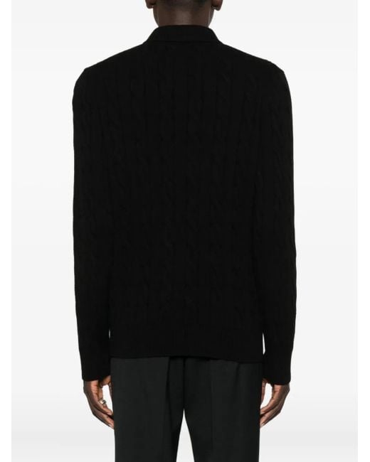 GIUUNO Black Cable-Knit Jumper for men