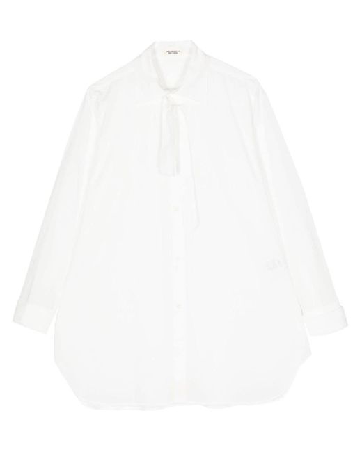Yohji Yamamoto White Hemd mit Schleifenkragen