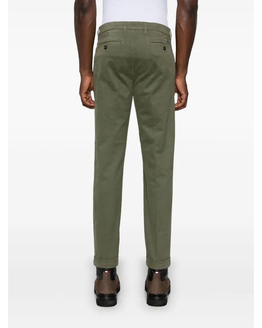 Fay Green Slim-Fit Gabardine Trousers for men