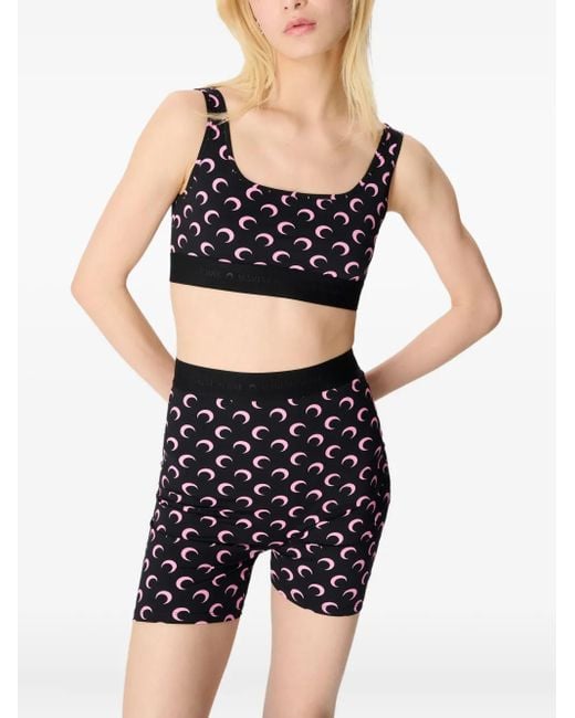 MARINE SERRE Black Moon Recycled Jersey Sports Bra