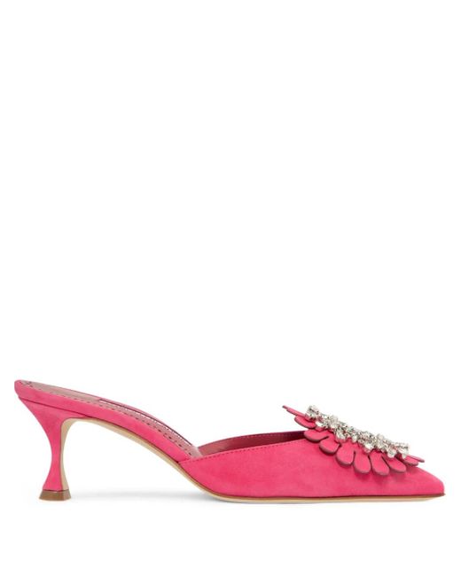 Mules Shog 50Mm di Manolo Blahnik in Pink