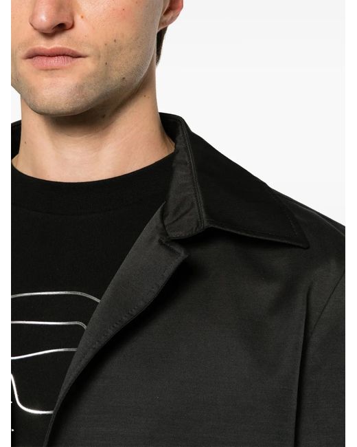 Karl Lagerfeld Black Press-Stud Single-Breasted Coat for men