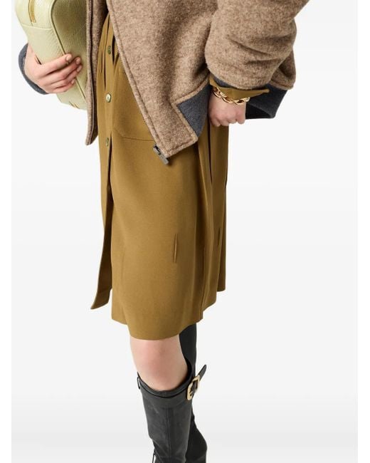 Miu Miu Natural Sablé Button-Front Smocked Dress