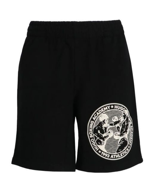 HUGO Black Cotton Logo Shorts for men