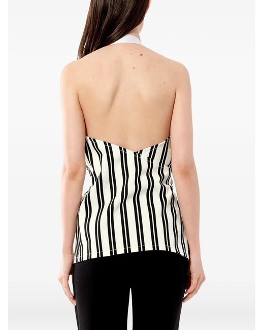 Balenciaga White Striped Halterneck Tank Top