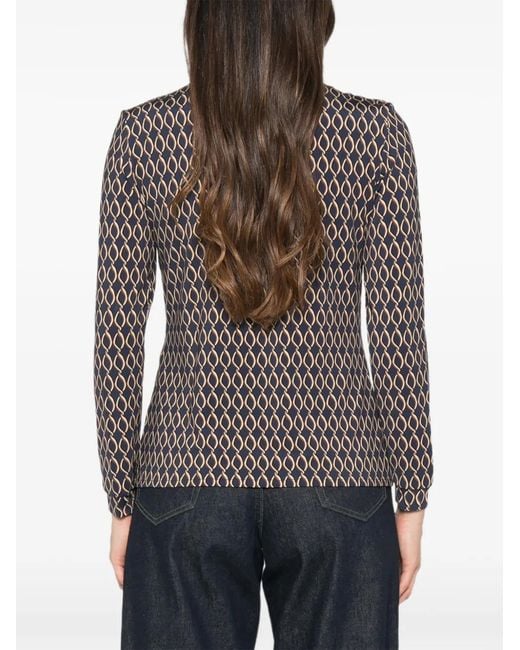 Siyu Gray Geometric-Print Long-Sleeve Shirt