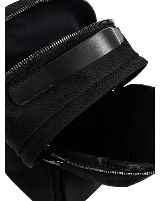 Giorgio Armani Black Logo-Patch Mesh Backpack for men