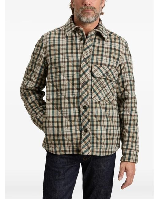 Woolrich Natural Checked Quilted Jacket for men
