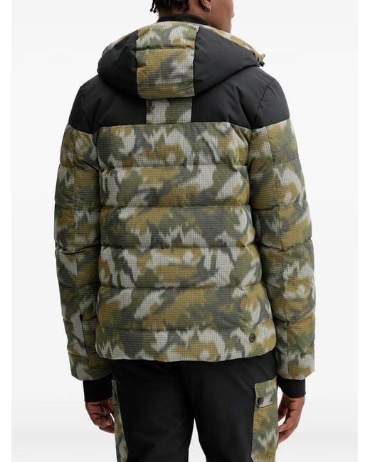 Colmar Black Camouflage-pattern Hooded Ski Jacket for men