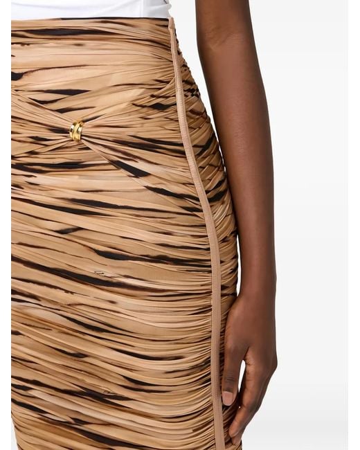 Elisabetta Franchi Natural Jersey Skirt With Tiger Print