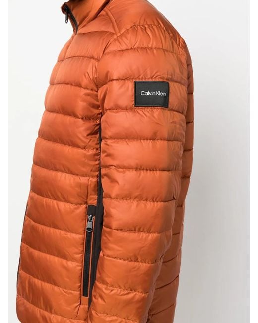 Calvin Klein Orange Zipped-Up Padded Jacket for men