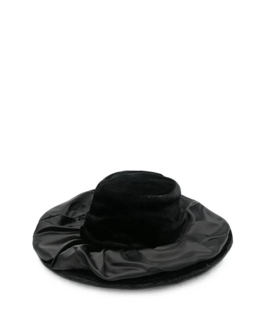 Junya Watanabe Black Faux-Fur Ruched-Brim Hat