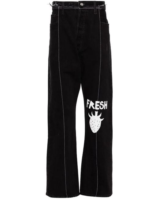 WESTFALL Black Graphic-Print Jeans for men