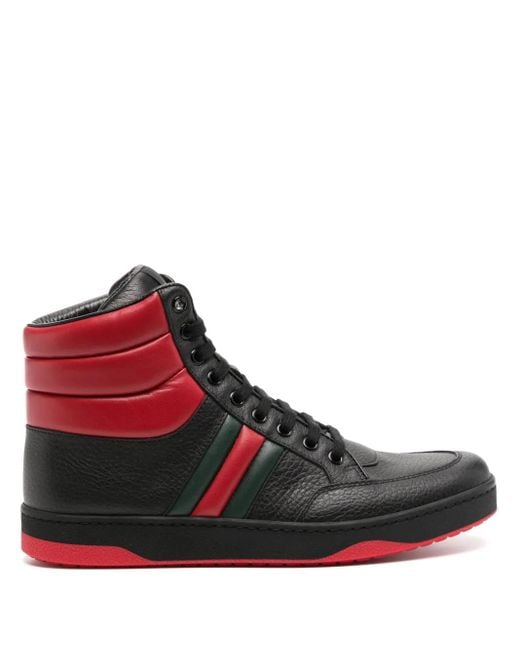 Gucci Red Leather Hi-Top Sneakers for men