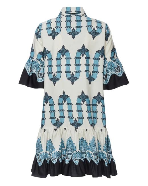 LaDoubleJ Blue Choux Printed Cotton Shirt Dress