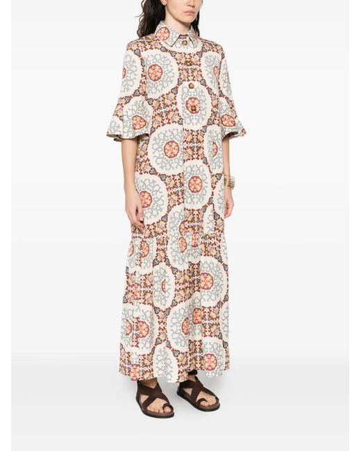 LaDoubleJ Natural Patterned Midi Dress