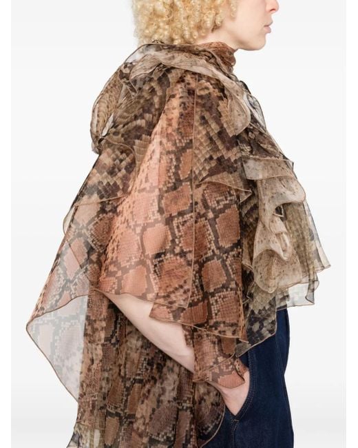 Blusa con volantes y estampado de piel de serpiente Zimmermann de color Brown