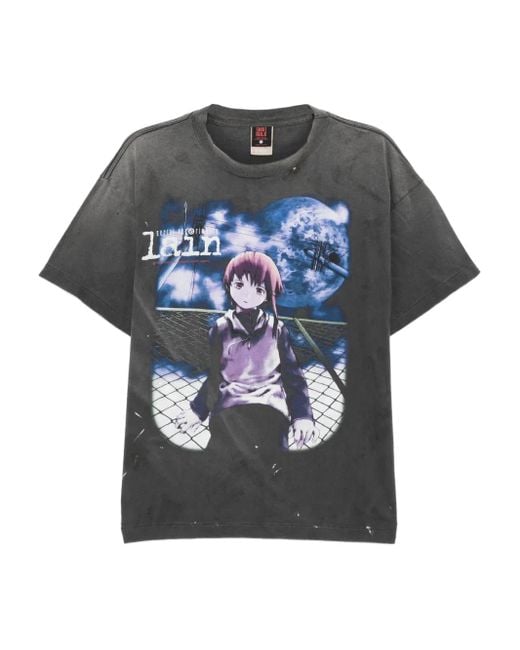 SAINT Mxxxxxx Gray Graphic-Print T-Shirt for men