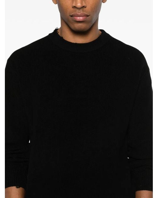 Laneus Black Crew-Neck Sweater for men