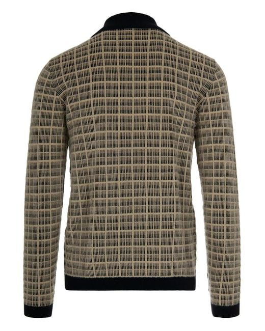 Emporio Armani Green Check-Pattern Polo Shirt for men