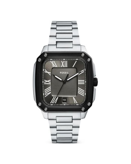 Fossil Gray Crosby Square-Frame 42Mm Watch for men