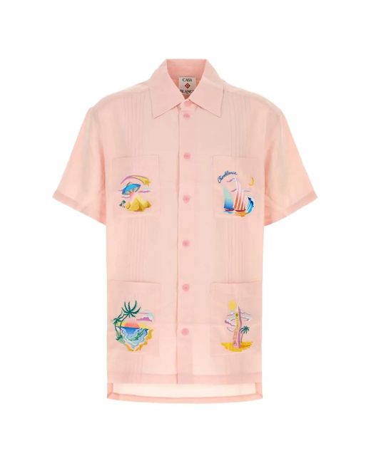 Casablanca Pink Phantasmagoria Embroidered Short Sleeve Shirt for men