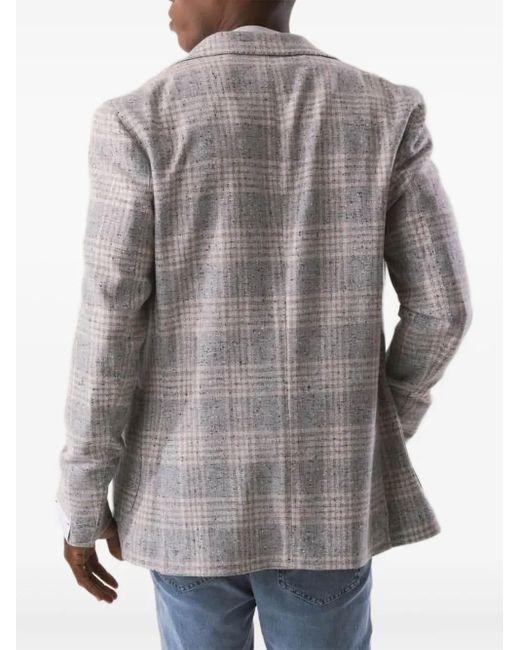 Eleventy Gray Single-Breasted Checked Jacket for men