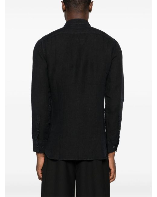 Chemise en lin à manches longues 120% Lino pour homme en coloris Black